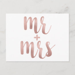 Roos goud Mr & Mrs briefkaarten, folie lettertype Briefkaart