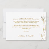 Roos Goud Romantisch Bloemen Bruiloft Bedankkaart (Achterkant)