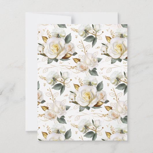 Roos Goud Romantisch Bloemen Ruled Notitiekaartje (Achterkant)