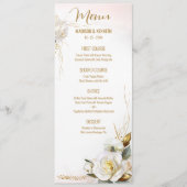 Roos Goud Romantisch Bloemen Trouwmenu Menu