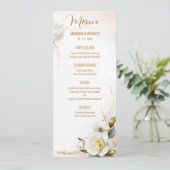 Roos Goud Romantisch Bloemen Trouwmenu Menu (Staand voorkant)