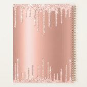 Roos Goud Roze Faux Glitter Aangepaste Naam Jaarli Planner (Achterkant)