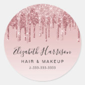 Roos Goud Roze Glitter Beauty Ronde Sticker (Voorkant)