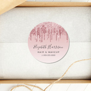 Roos Goud Roze Glitter Beauty Ronde Sticker