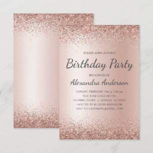 Roos Goud Roze Glitter Elke leeftijd Verjaardagsfe Kaart