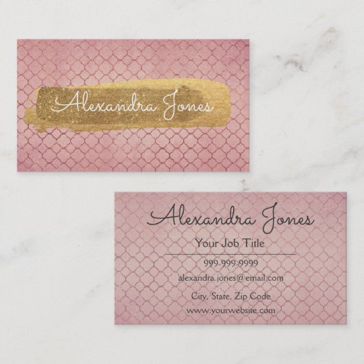 Roos Goud Roze Glitter en Sparkle Pattern Visitekaartje (Voorkant / Achterkant)