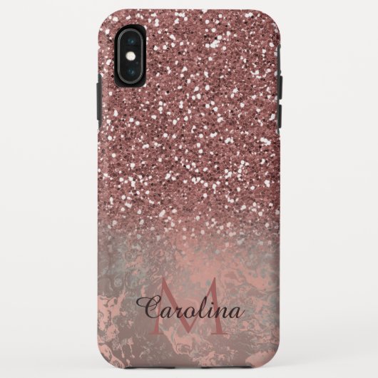 Roos Goud Roze Glitter, Grijs Marmer, Gepersonalis Case-Mate iPhone Case (Achterkant)