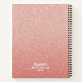 Roos Goud Roze Glitter Monogram Foto Sketchbook Notitieboek (Achterkant)