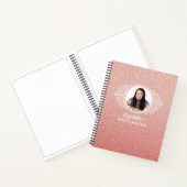 Roos Goud Roze Glitter Monogram Foto Sketchbook Notitieboek (Binnen)