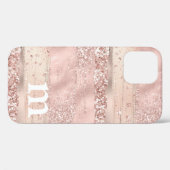 Roos Goud Roze Glitter Monogram Hoesje-Mate Case-Mate iPhone Case (Achterkant (horizontaal))