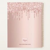 Roos goud roze glitter monogram motivatie planner (Achterkant)