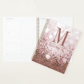 Roos Goud Roze Glitter Monogram Naam Initiaal Planner (Display)