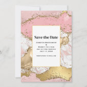 Roos Goud Roze Marmer Abstract Bruiloft Save The Date (Voorkant)