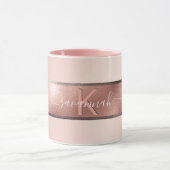Roos goud roze monogram elegant mok (Midden)