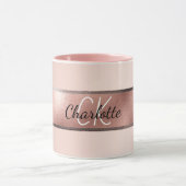 Roos goud roze monogram elegant mok (Midden)