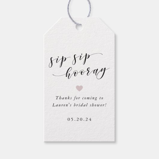 Roos Goud Roze Sip Hooray Vrijgezellenfeest Favor Cadeaulabel (Voorkant)