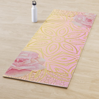 Roos Goud & Roze Waterkleur Mandala Yogamat