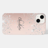 Roos Goud Roze Zilver Glitter Monogram Naam Case-Mate iPhone Case (Achterkant (horizontaal))