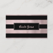 Roos Goud Roze & Zwart Strepen Chique Modern Glam Visitekaartje (Voorkant)