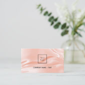 Roos goud satijnzijde elegant QR code logo Visitekaartje (Staand voorkant)