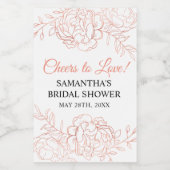 Roos Goud Schetst Bloem Favor Mini Wijn Etiket (Enkel label)