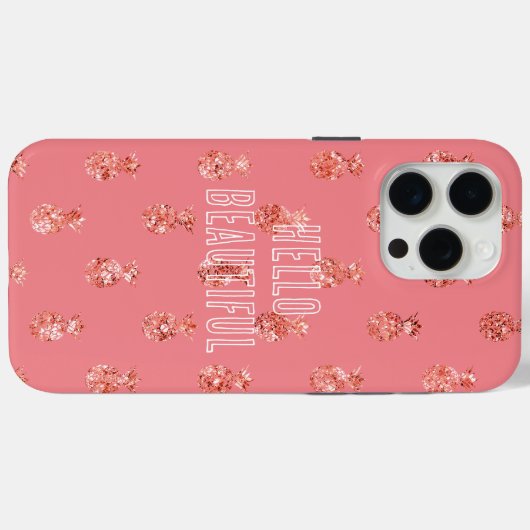 Roos Goud Tropische Glitter Ananas Case-Mate iPhone Case (Achterkant (horizontaal))