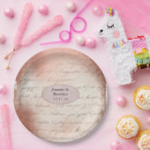 Roos Goud Typografie Bruiloft Papieren Bordje (Feest)