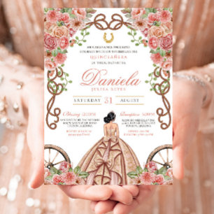 Roos Goud Western Charro Rustieke Ranch Quinceañer Kaart