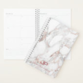 Roos Goud Wit Marmer Elegant Modern Monogram Planner (Display)