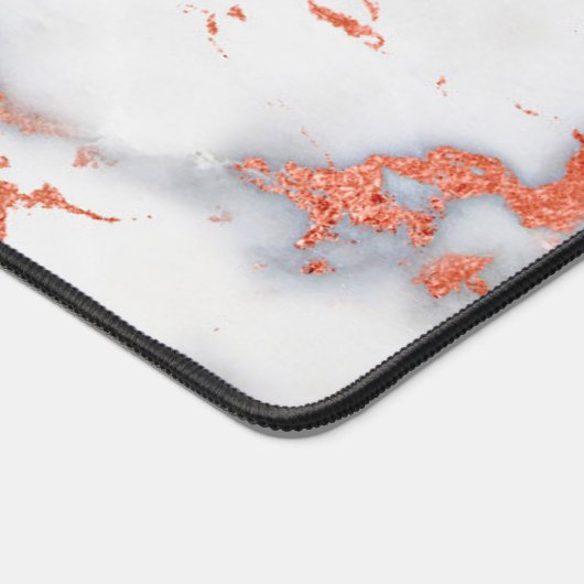 Roos Goud & Wit Marmer met Monogram Bureaumat (Hoek)