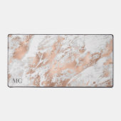 Roos goud & wit marmer met monogram, vs 2 bureaumat (Voorkant)