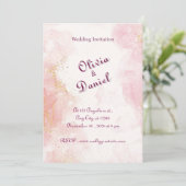 Roos Goud & Wit Marmer Uitnodiging (Staand voorkant)