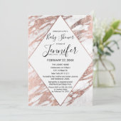 Roos Goud Wit Modern Marmer Baby shower Kaart (Staand voorkant)