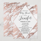 Roos Goud Wit Modern Marmer Baby shower Kaart (Voorkant / Achterkant)