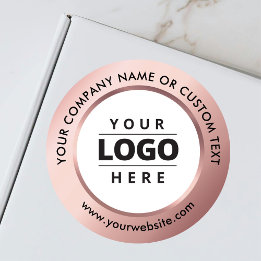 Roos Goud Wit Zakelijk Logo Verzending Promotionee Ronde Sticker