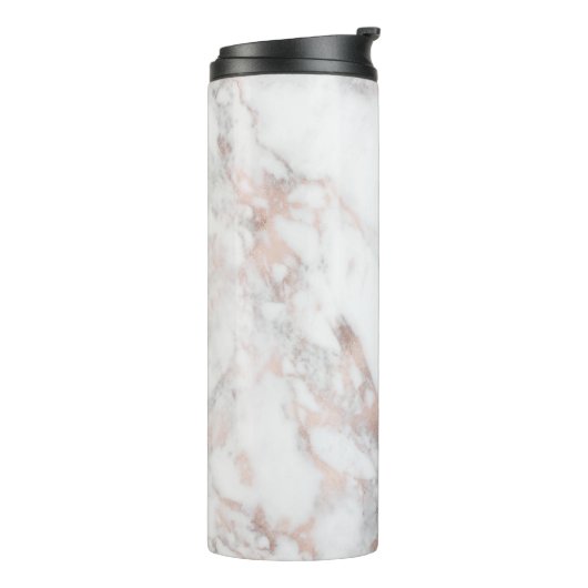 Roos-goud & witte faux marmer Stone Thermosbeker (Gedraaid links)