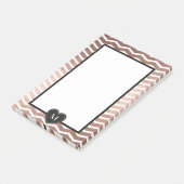 Roos goud zig zag zwart monogram hart lijst post-it® notes (Schuin)