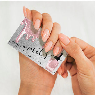 Roos Goud Zilver Dikke Glitter Drips Pools Nails Visitekaartje