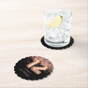 Roos Goud Zwart 12e Verjaardagsfeestje Kartonnen Onderzetters