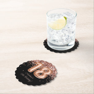 Roos Goud Zwart 18e Verjaardagsfeestje Kartonnen Onderzetters