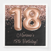 Roos Goud Zwart 18e Verjaardagsfeestje Servet (Voorkant)