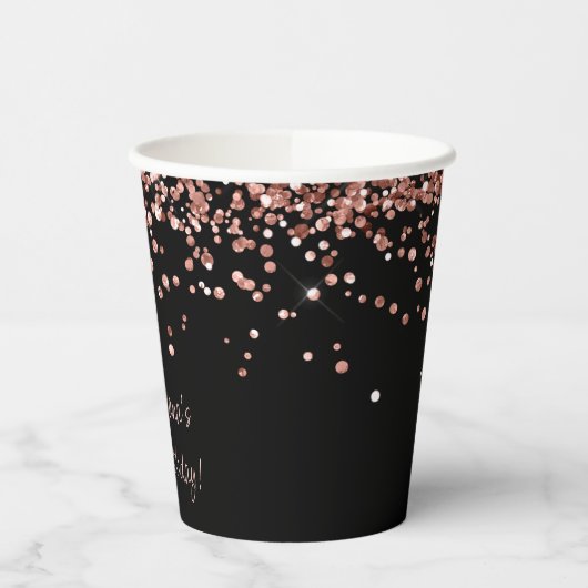 Roos Goud Zwart 1e Verjaardagsfeestje Papieren Bekers (Links)
