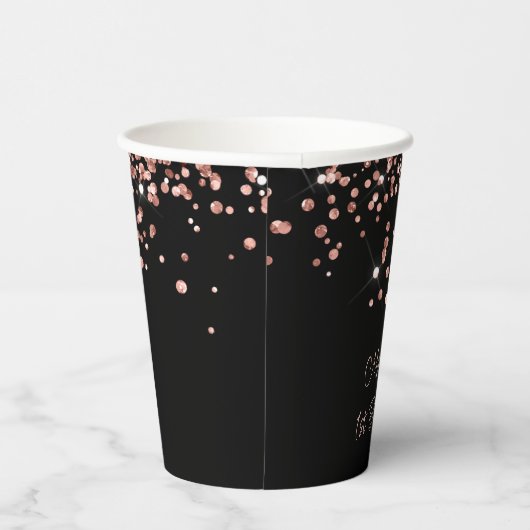 Roos Goud Zwart 1e Verjaardagsfeestje Papieren Bekers (Rechts)