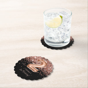 Roos Goud Zwart 2e Verjaardagsfeest Kartonnen Onderzetters