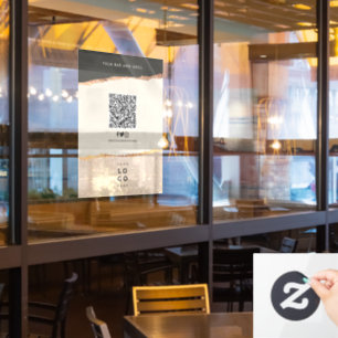 Roos goud zwart elegant bar menu prijs QR code Raamsticker