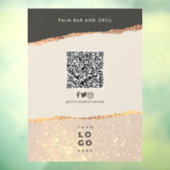 Roos goud zwart elegant bar menu prijs QR code Raamsticker (Vel 3)