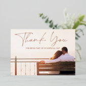 Roos Goud Zwart Foto Bruiloft Dank u Roos Folie Uitnodiging (Staand Voorkant)