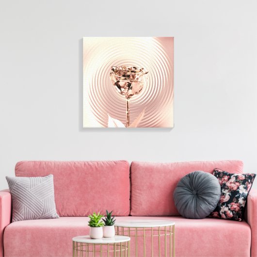 Roos - Goud zwart koper - luxe zijde Canvas Afdruk (Insitu (Woonkamer))