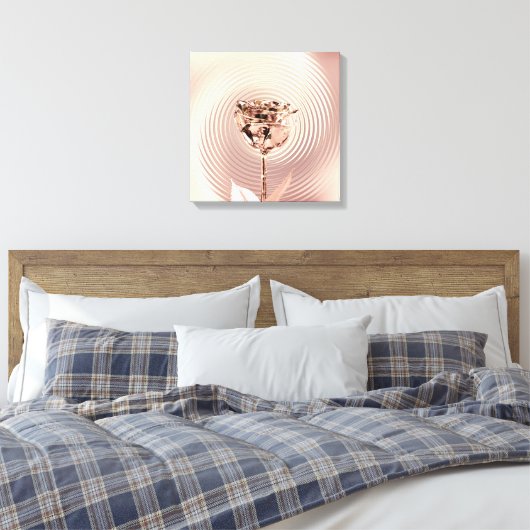 Roos - Goud zwart koper - luxe zijde Canvas Afdruk (Insitu (Slaapkamer))