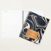 Roos goud zwart marmer met koperlabel school planner (Display)
